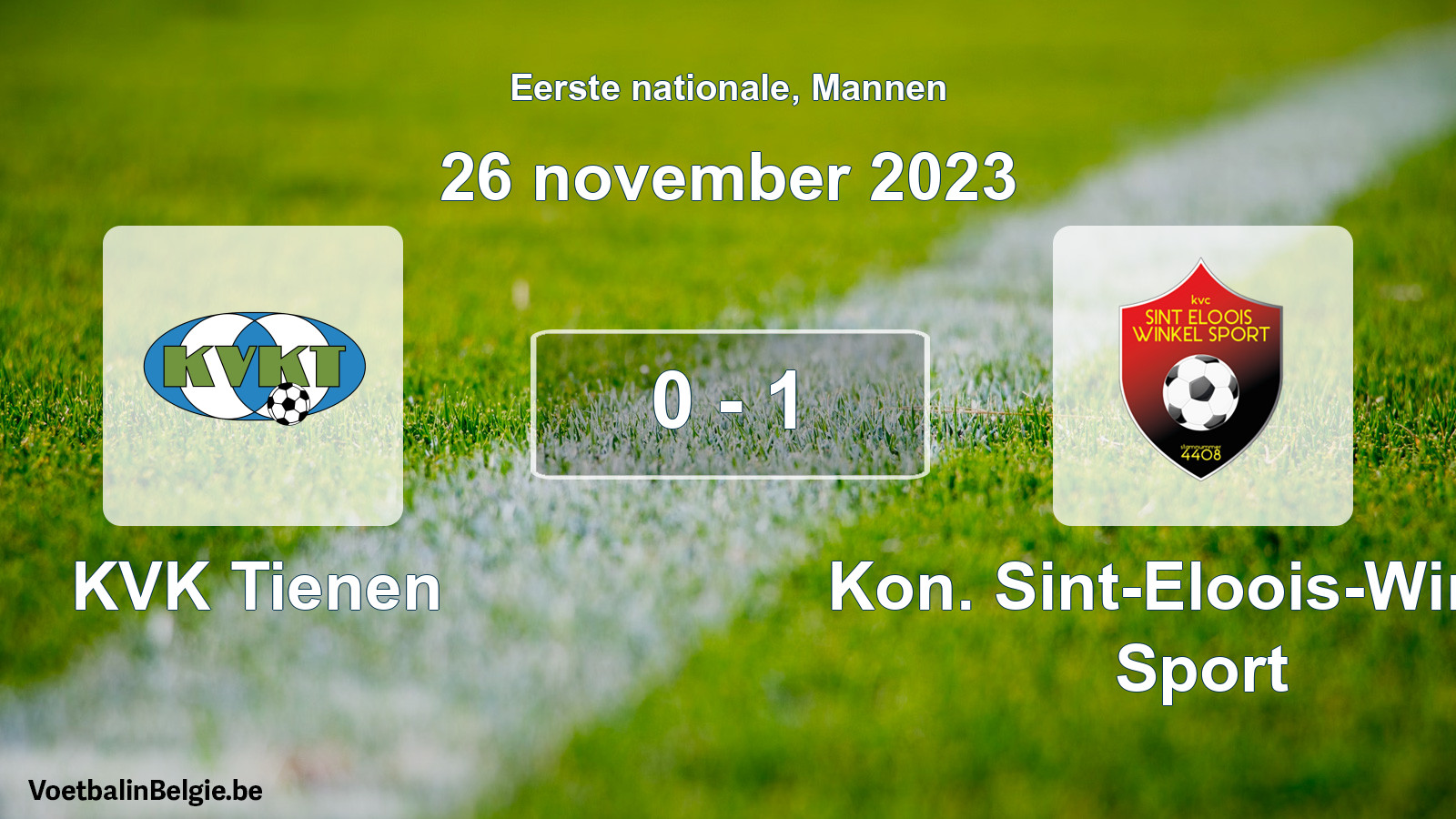 Gespeelde wedstrijd mannenvoetbal: KVK Tienen - Kon. Sint-Eloois-Winkel Sport 0 - 1 (26 november 2023)