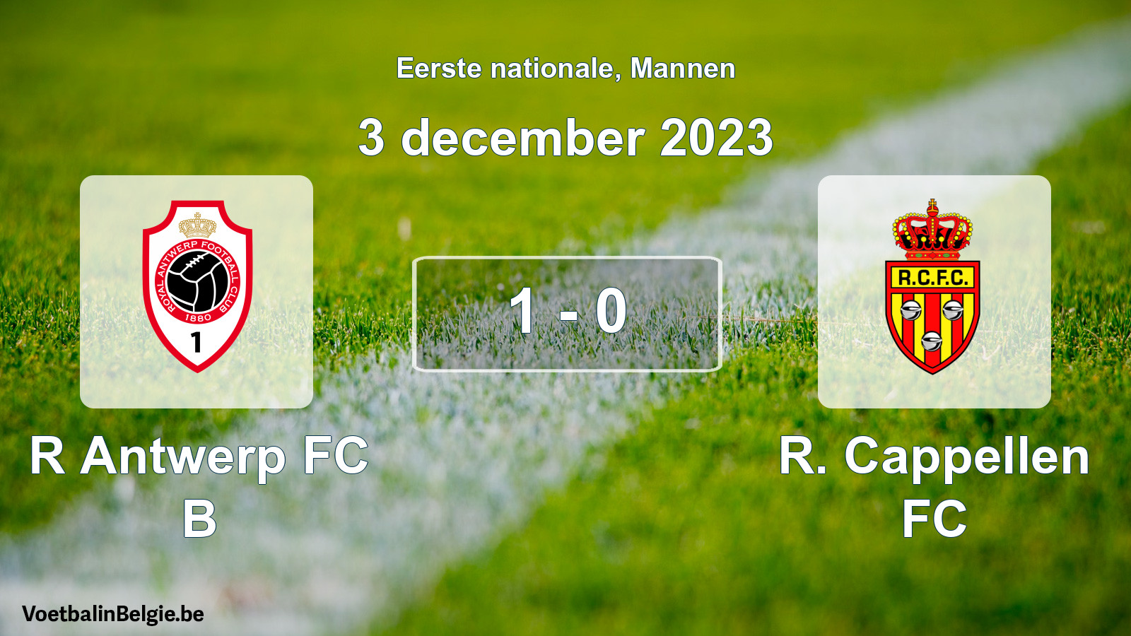 Gespeelde wedstrijd mannenvoetbal: R Antwerp FC B - R. Cappellen FC 1 - 0 (3 december 2023)