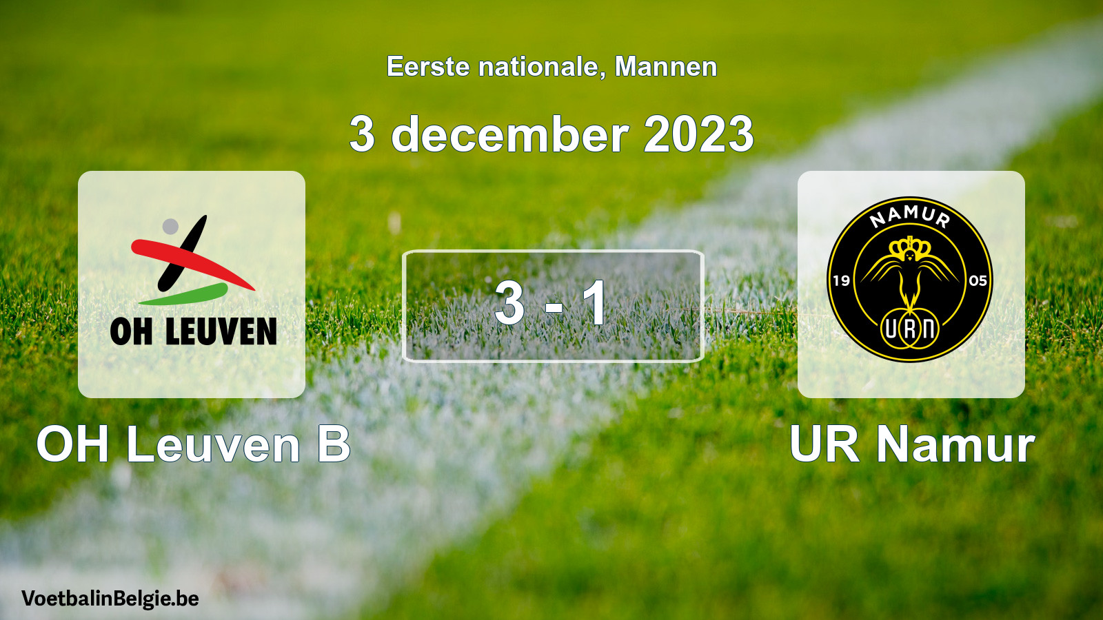 Gespeelde wedstrijd mannenvoetbal: OH Leuven B - UR Namur 3 - 1 (3 december 2023)