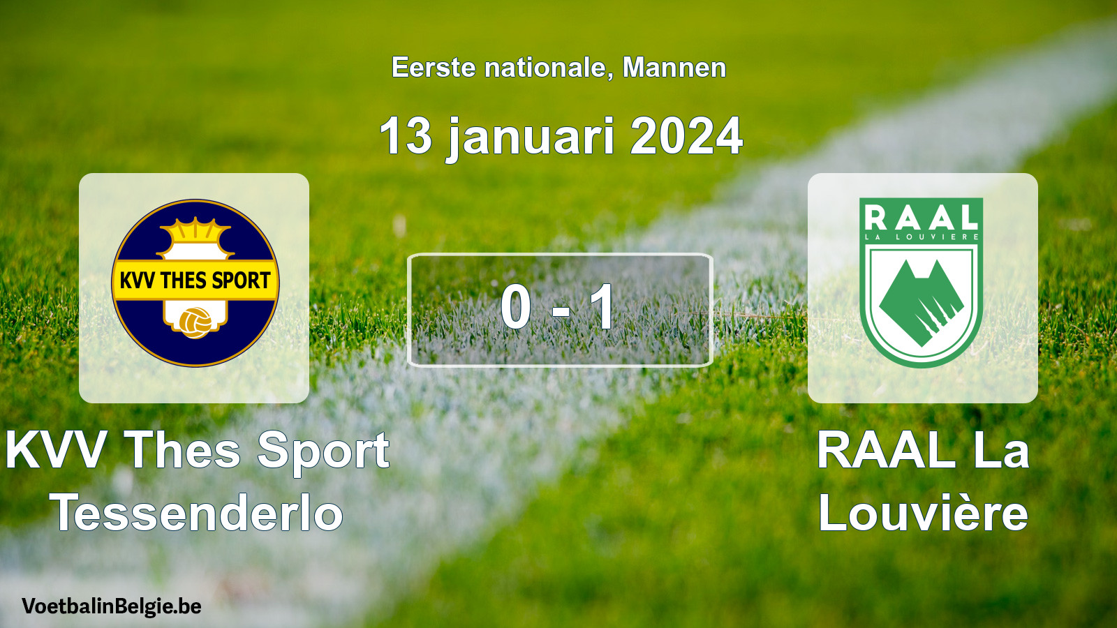 Gespeelde wedstrijd mannenvoetbal: KVV Thes Sport Tessenderlo - RAAL La Louvière 0 - 1 (13 januari 2024)