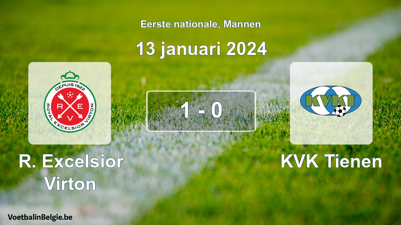 Gespeelde wedstrijd mannenvoetbal: R. Excelsior Virton - KVK Tienen 1 - 0 (13 januari 2024)