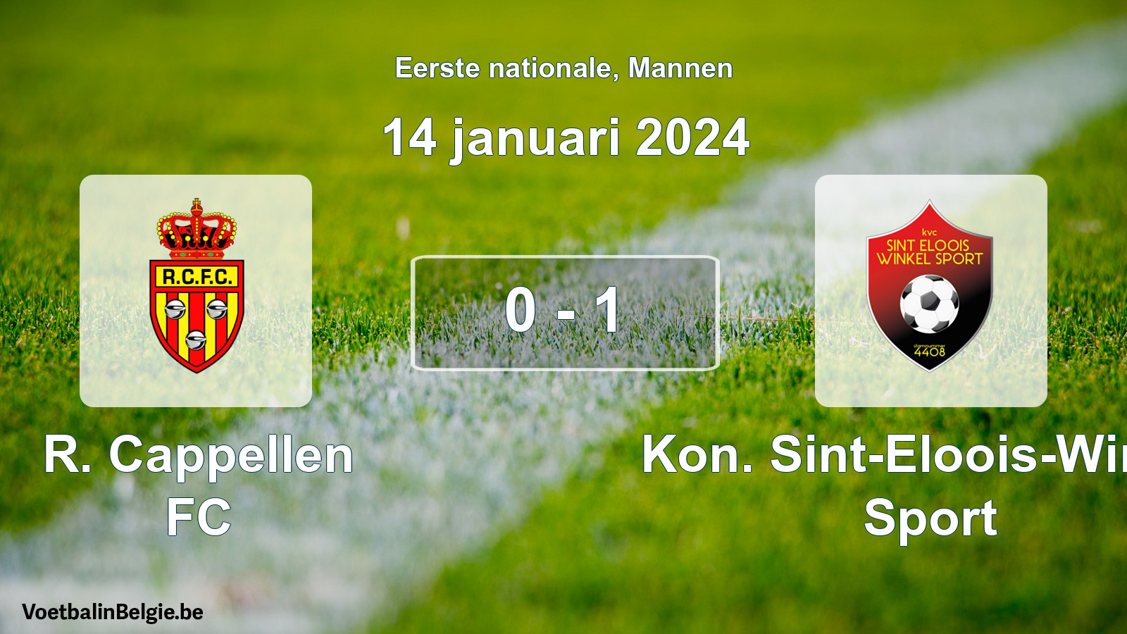 Gespeelde wedstrijd mannenvoetbal: R. Cappellen FC - Kon. Sint-Eloois-Winkel Sport 0 - 1 (14 januari 2024)