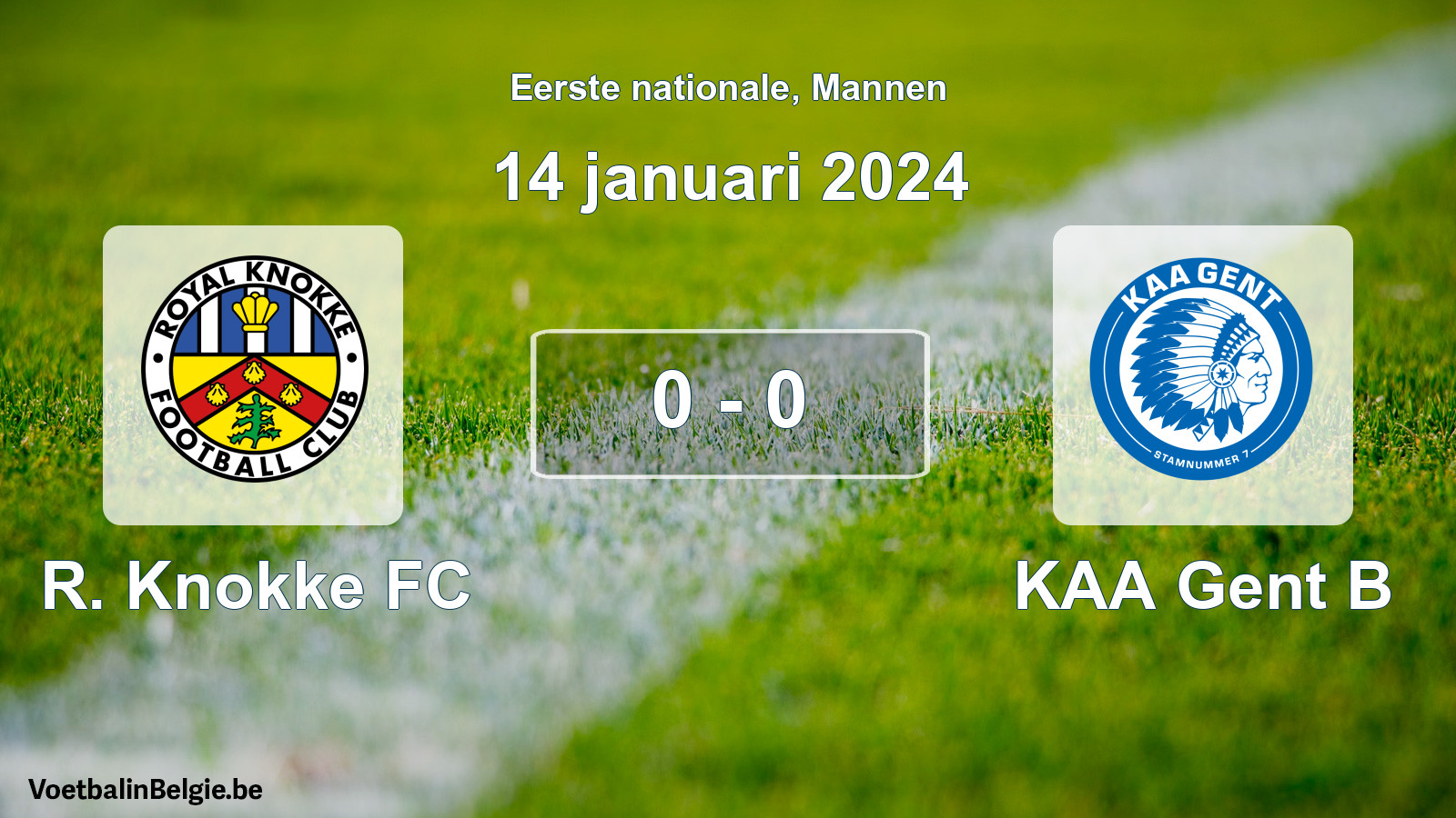 Gespeelde wedstrijd mannenvoetbal: R. Knokke FC - KAA Gent B 0 - 0 (14 januari 2024)
