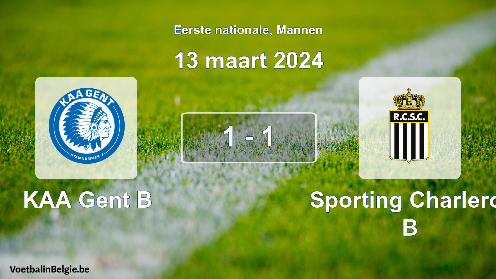 Gespeelde wedstrijd mannenvoetbal: KAA Gent B - Sporting Charleroi B 1 - 1 (13 maart 2024)