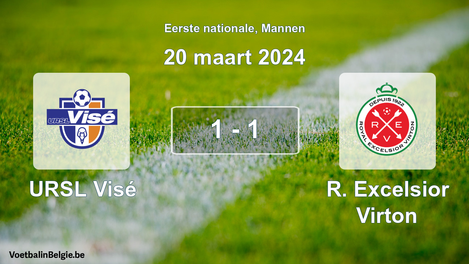 Gespeelde wedstrijd mannenvoetbal: URSL Visé - R. Excelsior Virton 1 - 1 (20 maart 2024)