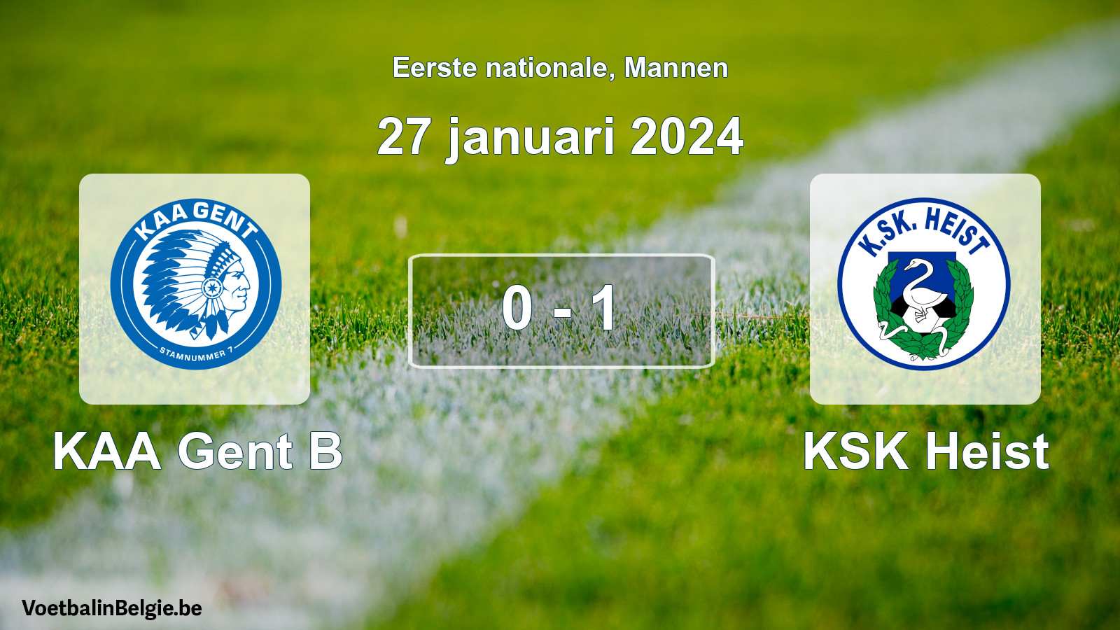 Gespeelde wedstrijd mannenvoetbal: KAA Gent B - KSK Heist 0 - 1 (27 januari 2024)