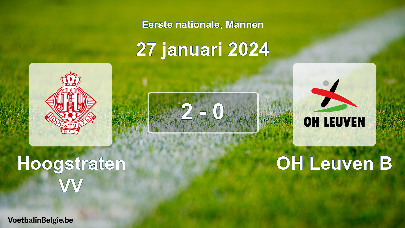 Gespeelde wedstrijd mannenvoetbal: Hoogstraten VV - OH Leuven B 2 - 0 (27 januari 2024)