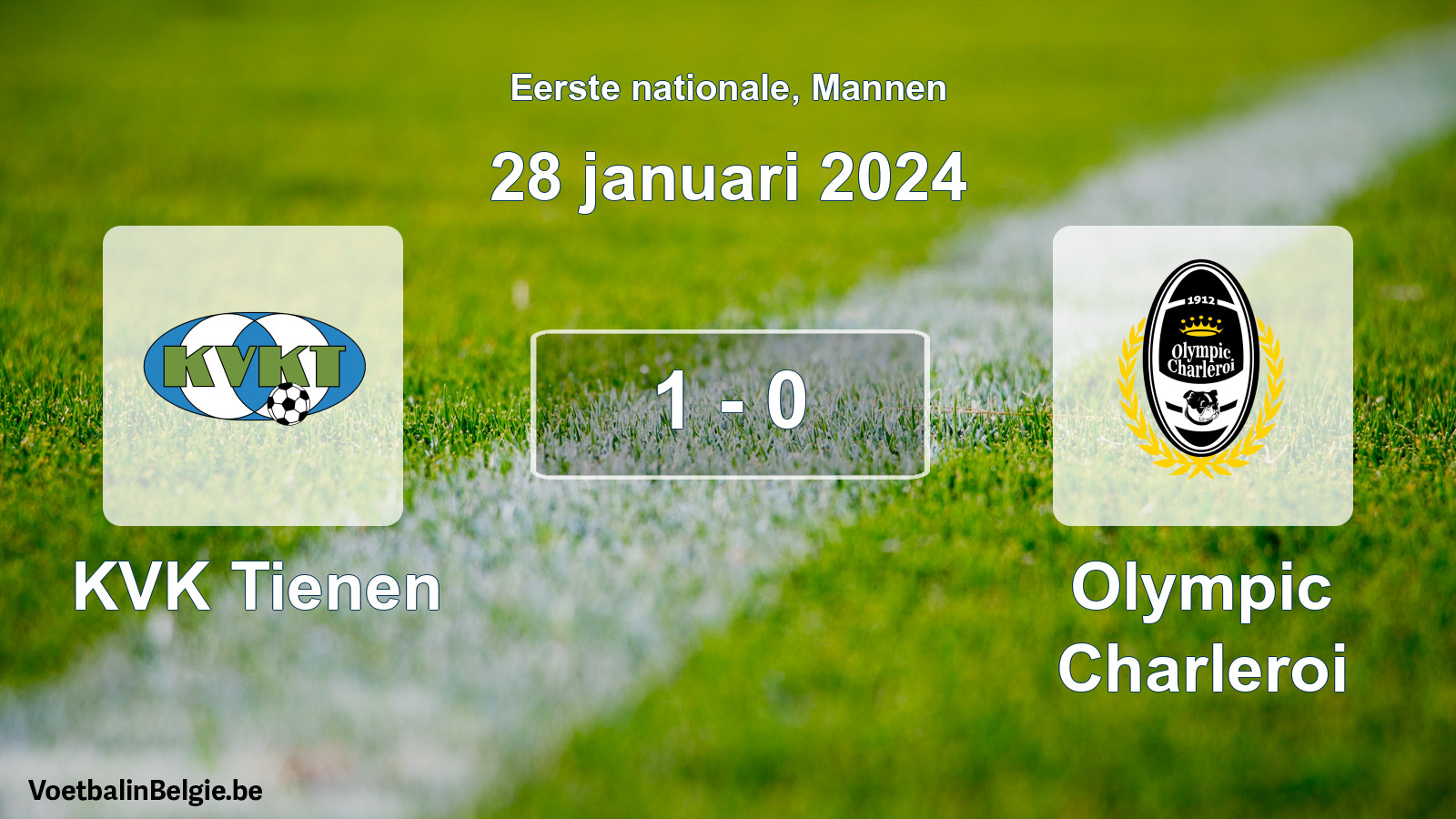 Gespeelde wedstrijd mannenvoetbal: KVK Tienen - Olympic Charleroi 1 - 0 (28 januari 2024)