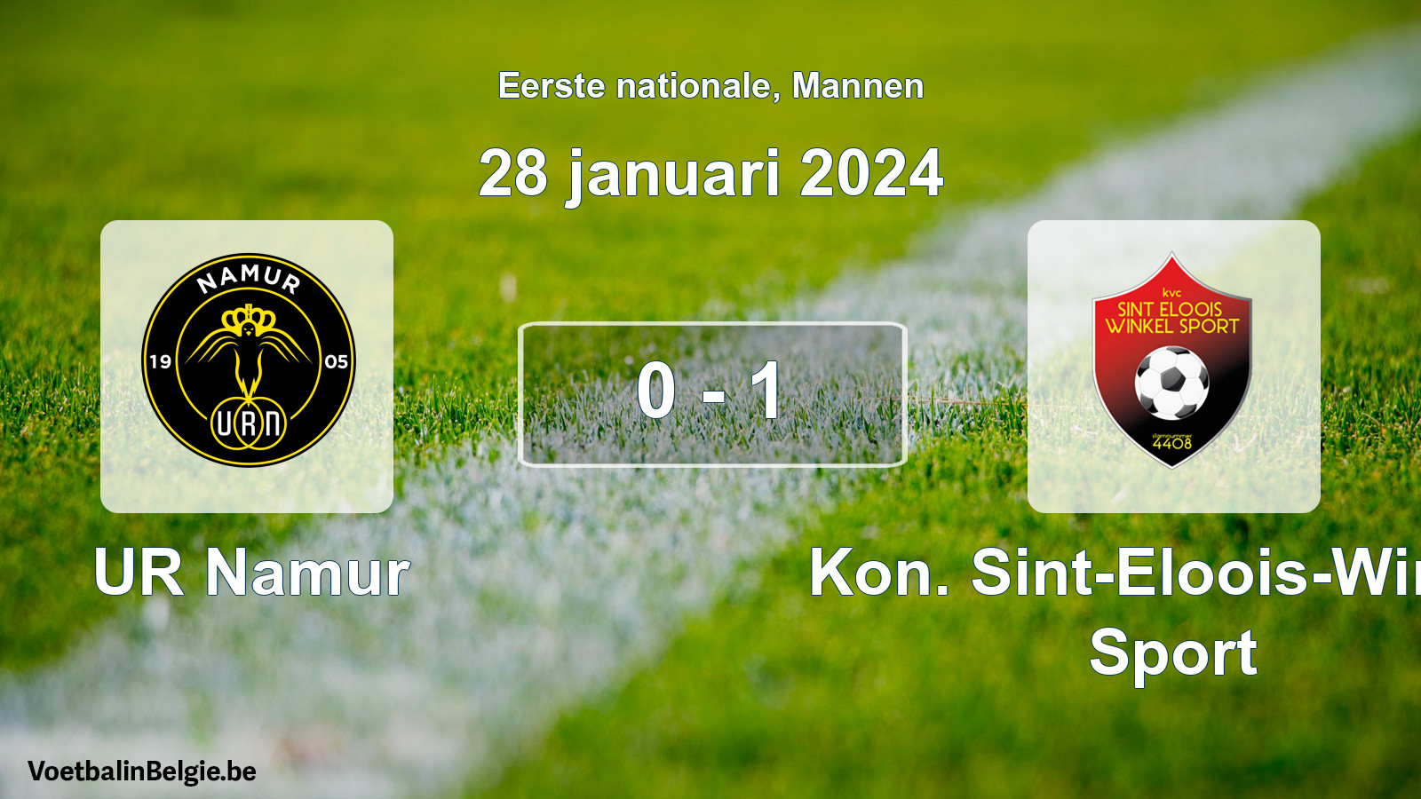 Gespeelde wedstrijd mannenvoetbal: UR Namur - Kon. Sint-Eloois-Winkel Sport 0 - 1 (28 januari 2024)