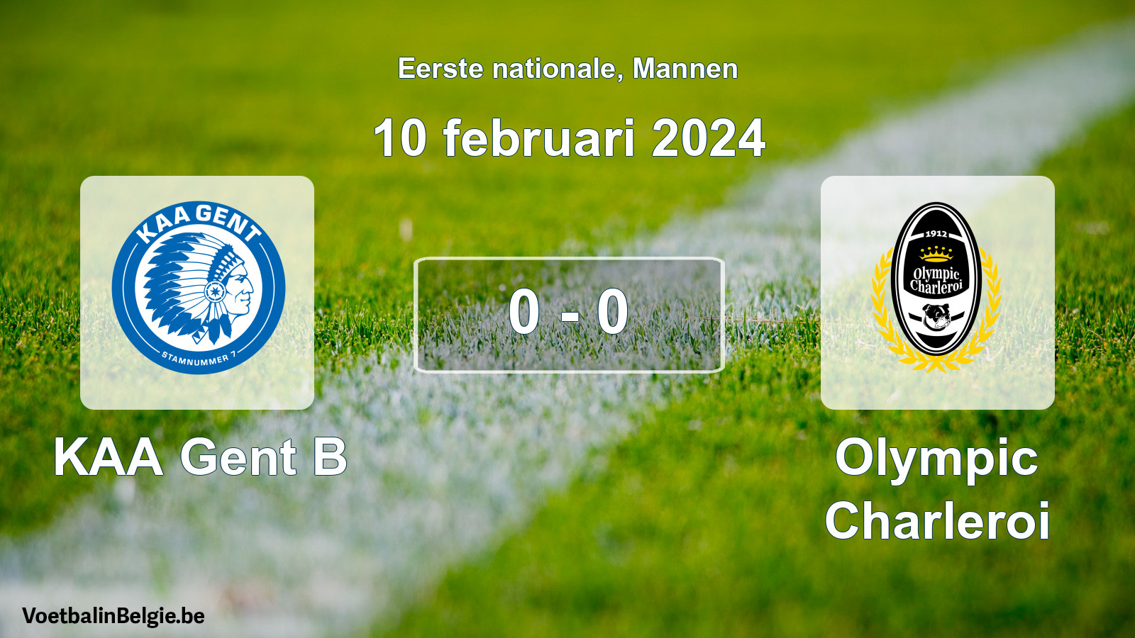 Gespeelde wedstrijd mannenvoetbal: KAA Gent B - Olympic Charleroi 0 - 0 (10 februari 2024)