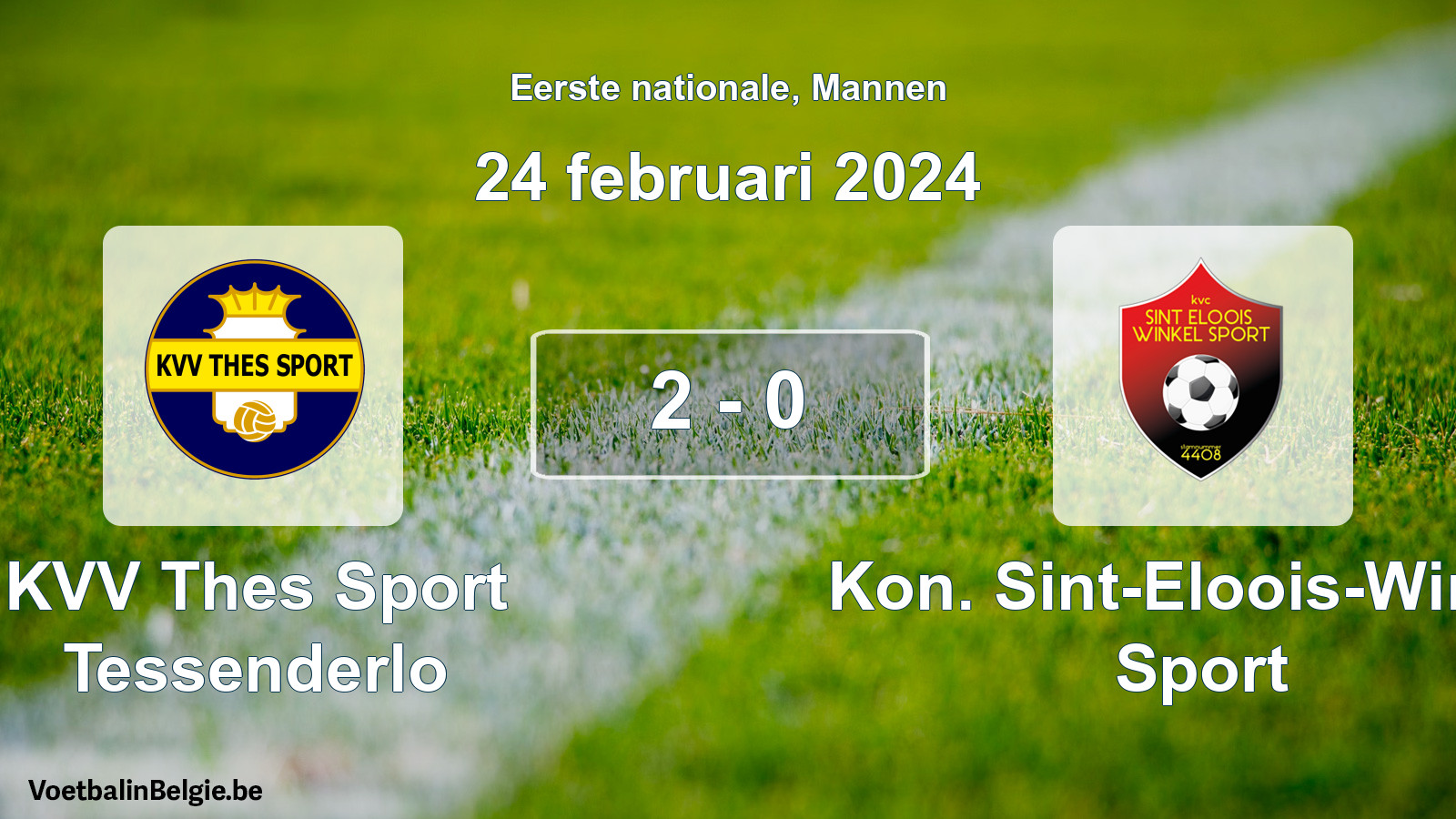 Gespeelde wedstrijd mannenvoetbal: KVV Thes Sport Tessenderlo - Kon. Sint-Eloois-Winkel Sport 2 - 0 (24 februari 2024)