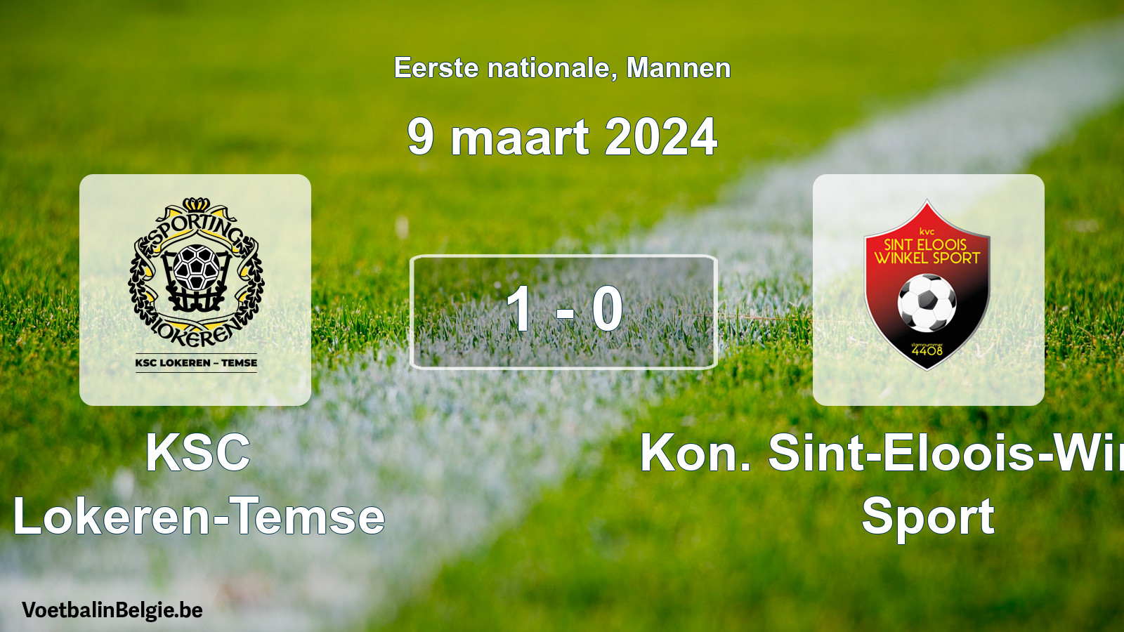 Gespeelde wedstrijd mannenvoetbal: KSC Lokeren-Temse - Kon. Sint-Eloois-Winkel Sport 1 - 0 (9 maart 2024)