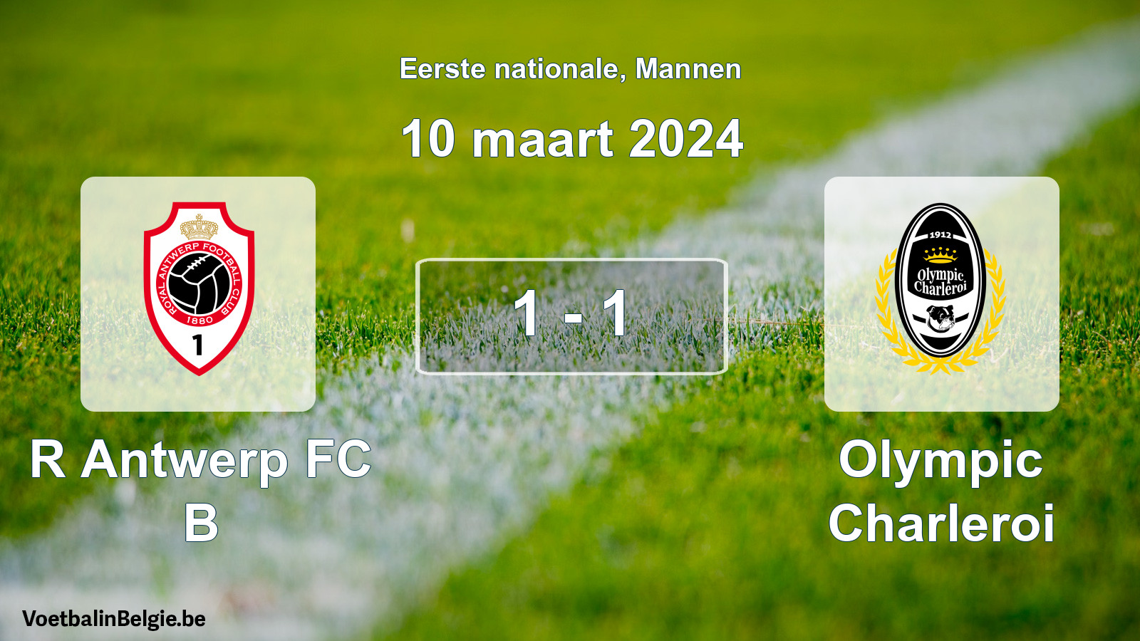 Gespeelde wedstrijd mannenvoetbal: R Antwerp FC B - Olympic Charleroi 1 - 1 (10 maart 2024)