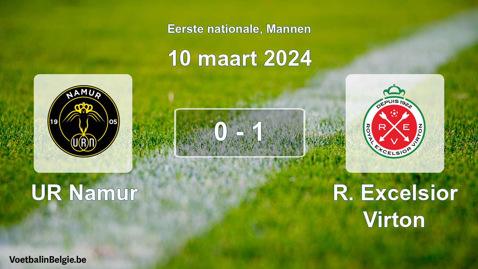 Gespeelde wedstrijd mannenvoetbal: UR Namur - R. Excelsior Virton 0 - 1 (10 maart 2024)