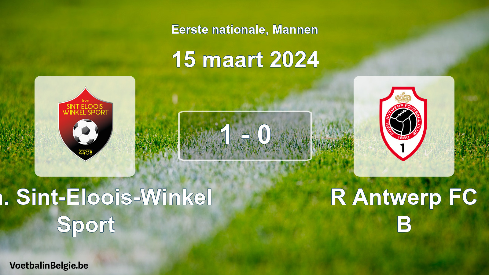 Gespeelde wedstrijd mannenvoetbal: Kon. Sint-Eloois-Winkel Sport - R Antwerp FC B 1 - 0 (15 maart 2024)