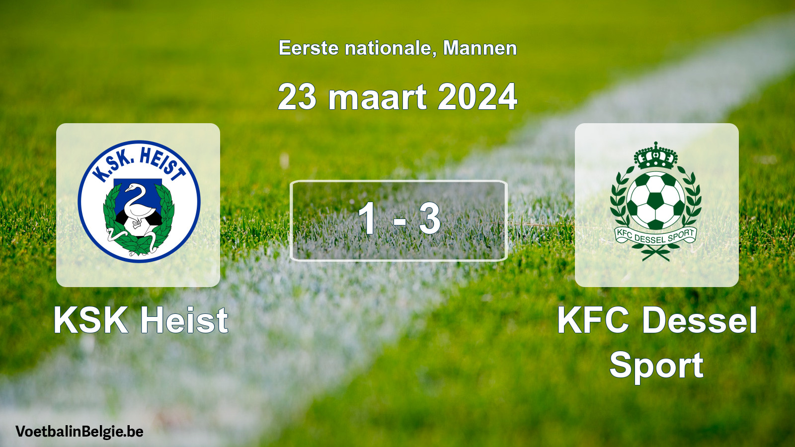 Gespeelde wedstrijd mannenvoetbal: KSK Heist - KFC Dessel Sport 1 - 3 (23 maart 2024)