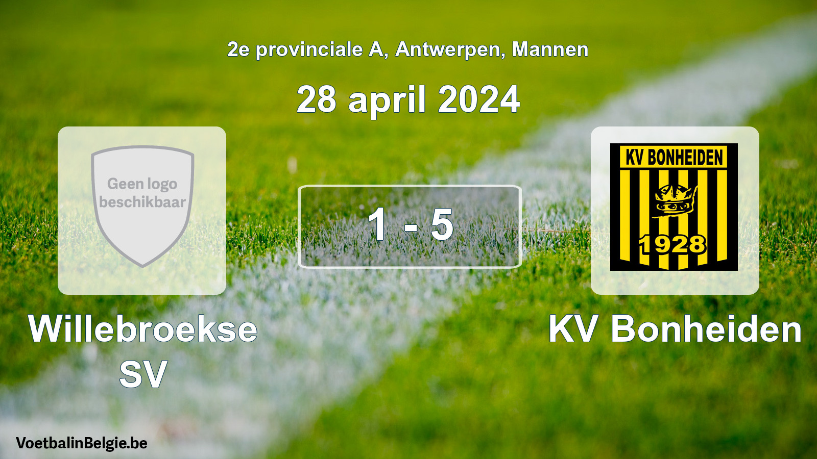 Gespeelde wedstrijd mannenvoetbal: Willebroekse SV - KV Bonheiden 1 - 5 (28 april 2024)