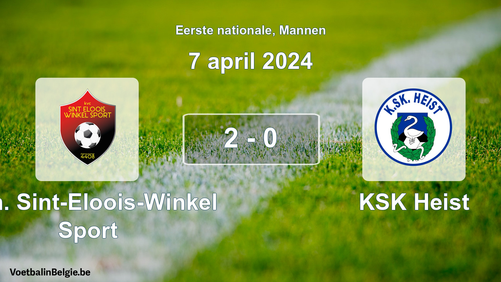 Gespeelde wedstrijd mannenvoetbal: Kon. Sint-Eloois-Winkel Sport - KSK Heist 2 - 0 (7 april 2024)