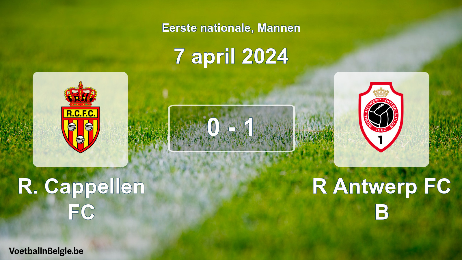 Gespeelde wedstrijd mannenvoetbal: R. Cappellen FC - R Antwerp FC B 0 - 1 (7 april 2024)