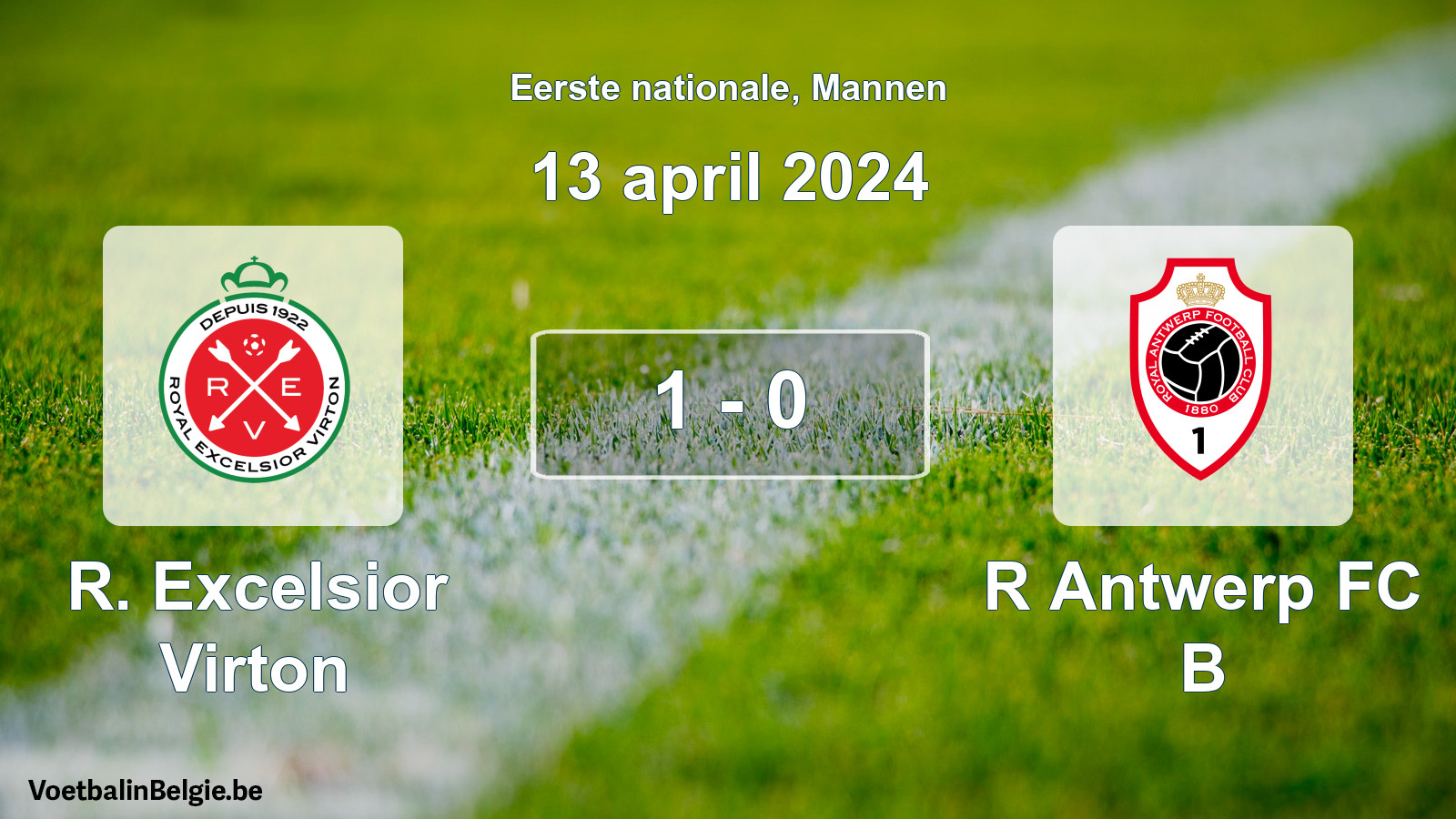 Gespeelde wedstrijd mannenvoetbal: R. Excelsior Virton - R Antwerp FC B 1 - 0 (13 april 2024)