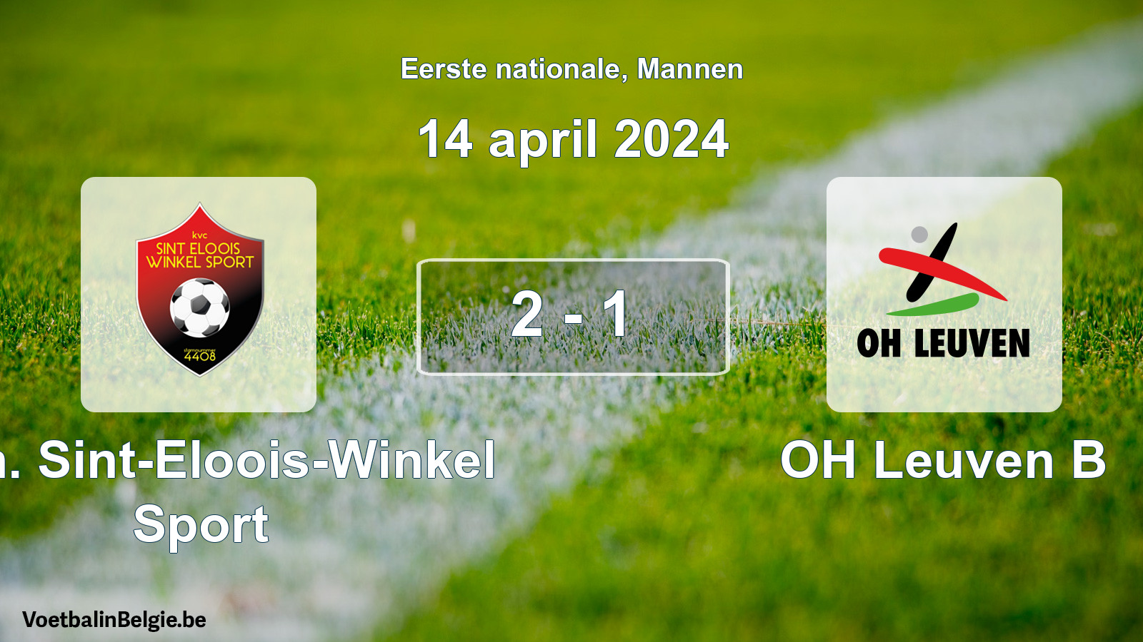 Gespeelde wedstrijd mannenvoetbal: Kon. Sint-Eloois-Winkel Sport - OH Leuven B 2 - 1 (14 april 2024)