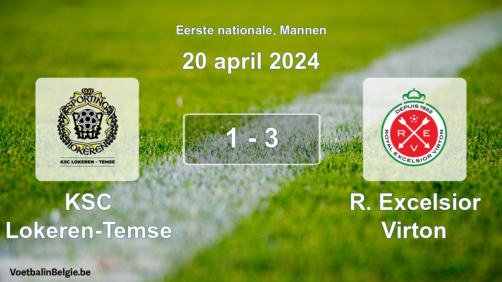 Gespeelde wedstrijd mannenvoetbal: KSC Lokeren-Temse - R. Excelsior Virton 1 - 3 (20 april 2024)