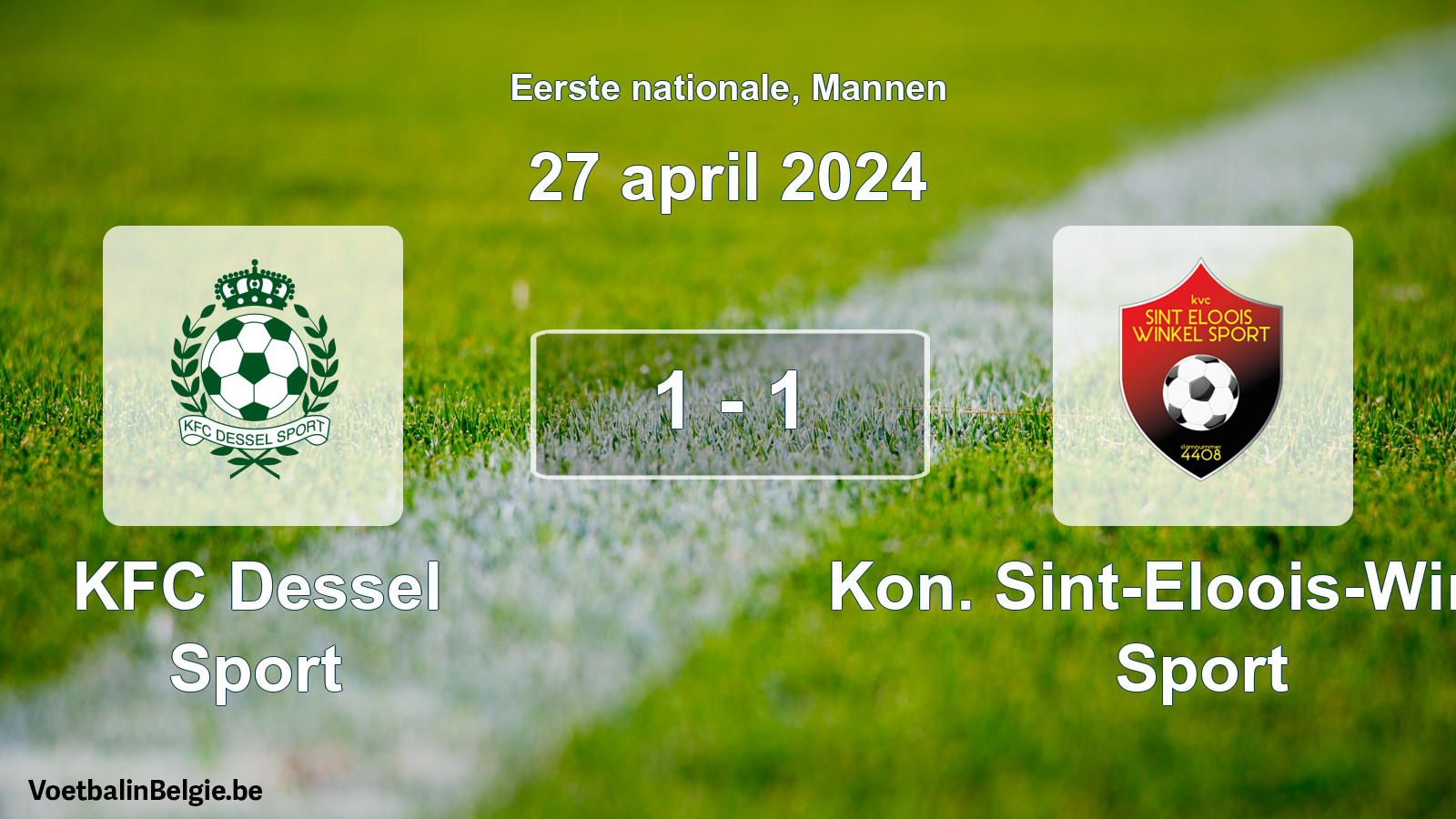 Gespeelde wedstrijd mannenvoetbal: KFC Dessel Sport - Kon. Sint-Eloois-Winkel Sport 1 - 1 (27 april 2024)
