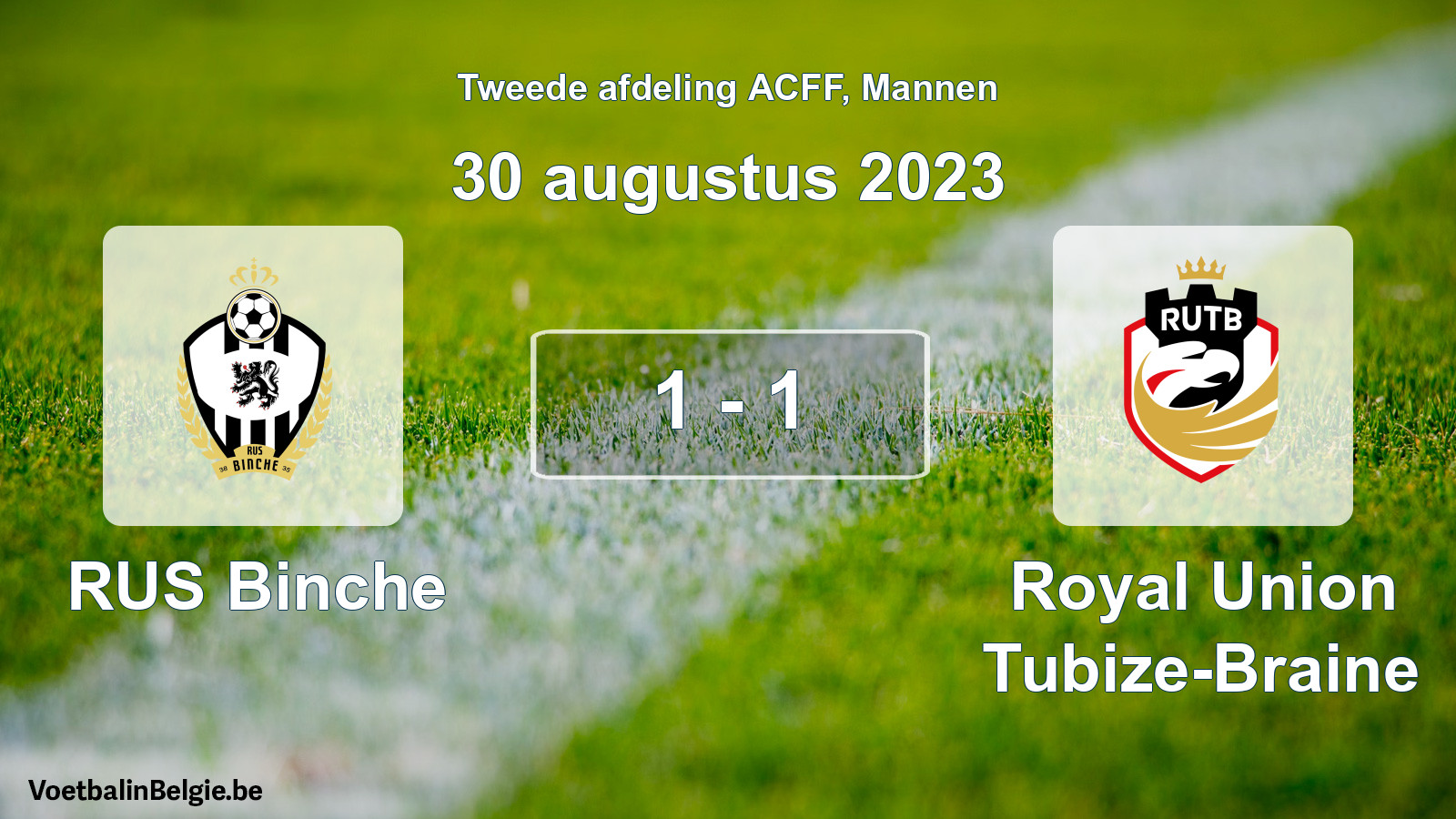 Gespeelde wedstrijd mannenvoetbal: RUS Binche - Royal Union Tubize-Braine 1 - 1 (30 augustus 2023)