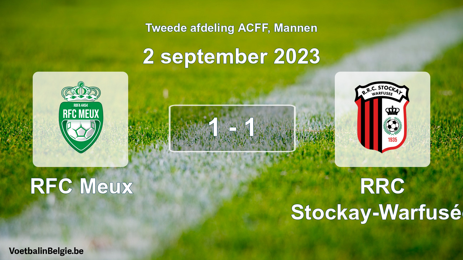 Gespeelde wedstrijd mannenvoetbal: RFC Meux - RRC Stockay-Warfusée 1 - 1 (2 september 2023)