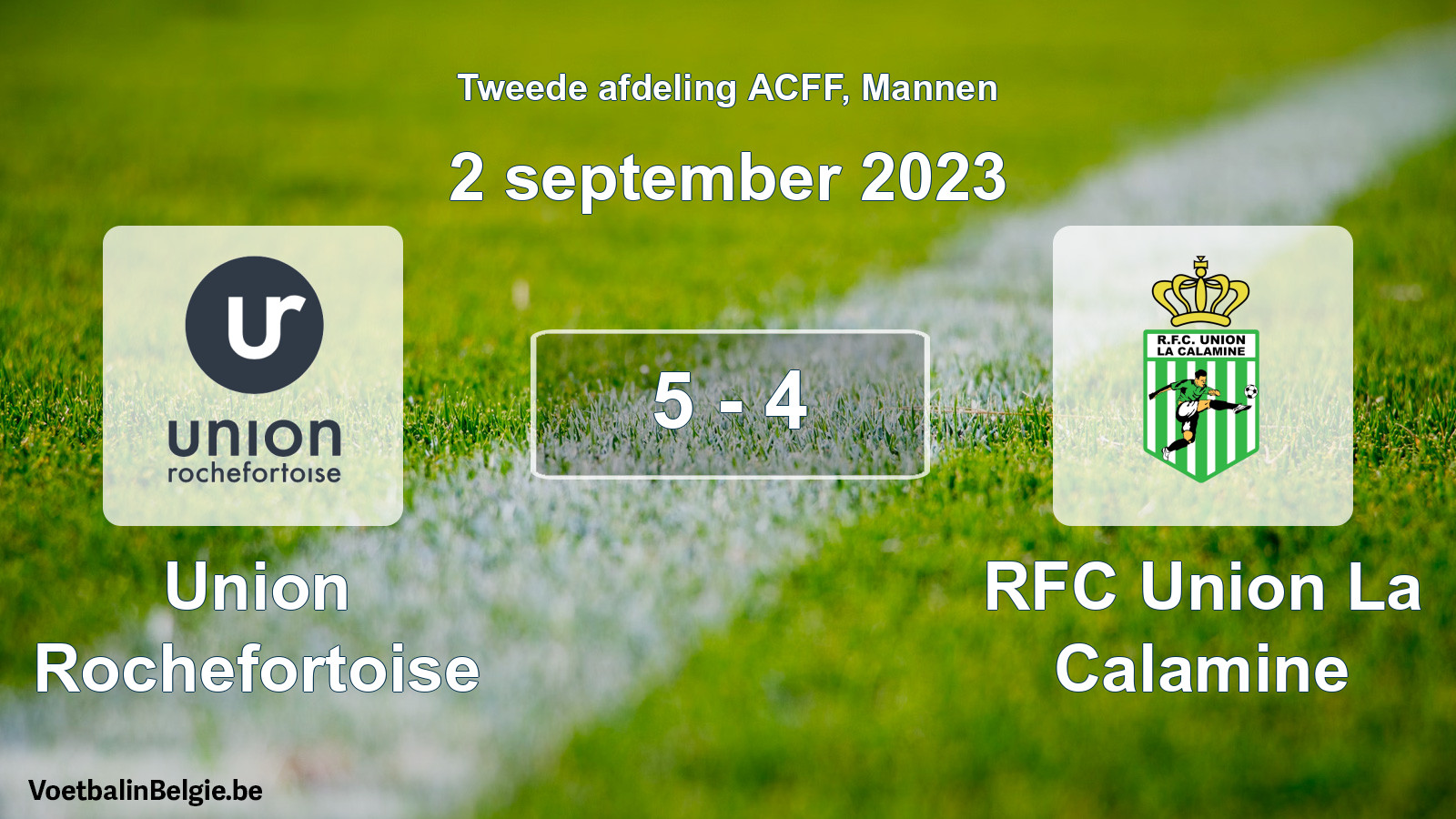 Gespeelde wedstrijd mannenvoetbal: Union Rochefortoise - RFC Union La Calamine 5 - 4 (2 september 2023)