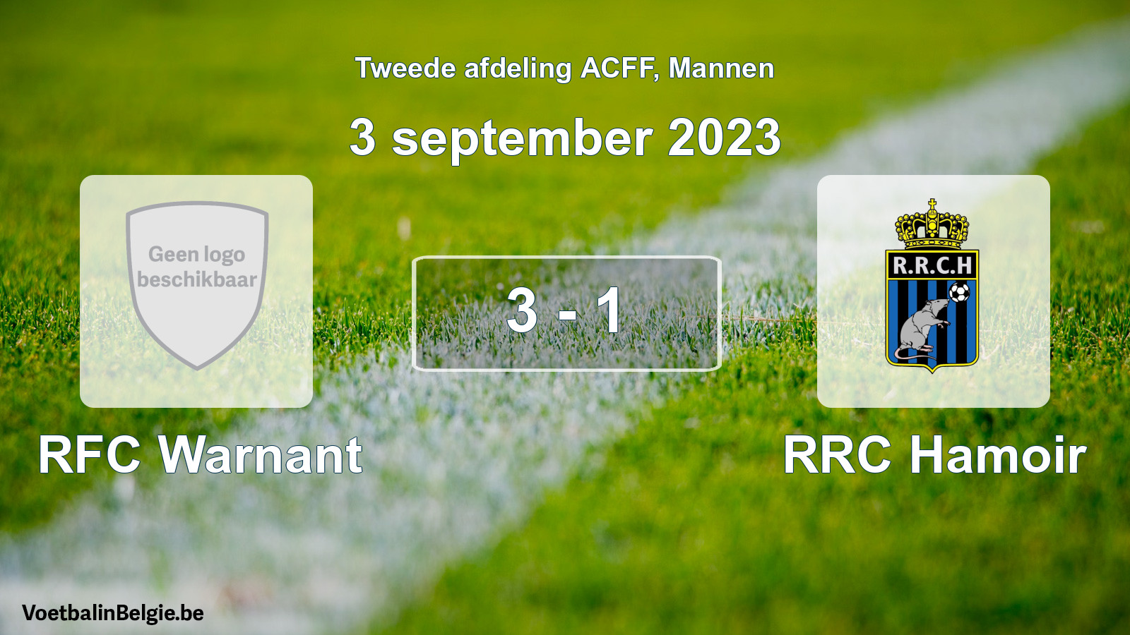 Gespeelde wedstrijd mannenvoetbal: RFC Warnant - RRC Hamoir 3 - 1 (3 september 2023)