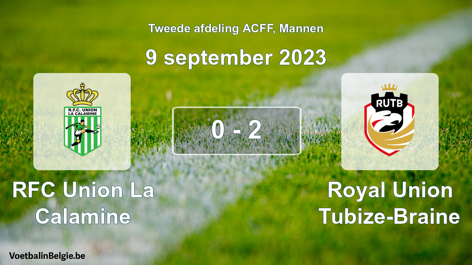 Gespeelde wedstrijd mannenvoetbal: RFC Union La Calamine - Royal Union Tubize-Braine 0 - 2 (9 september 2023)
