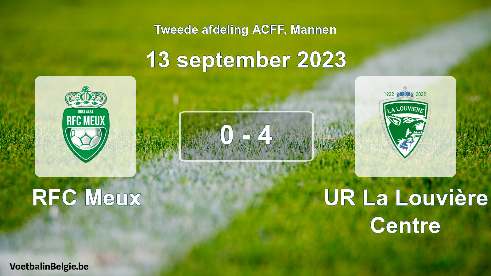 Gespeelde wedstrijd mannenvoetbal: RFC Meux - UR La Louvière Centre 0 - 4 (13 september 2023)