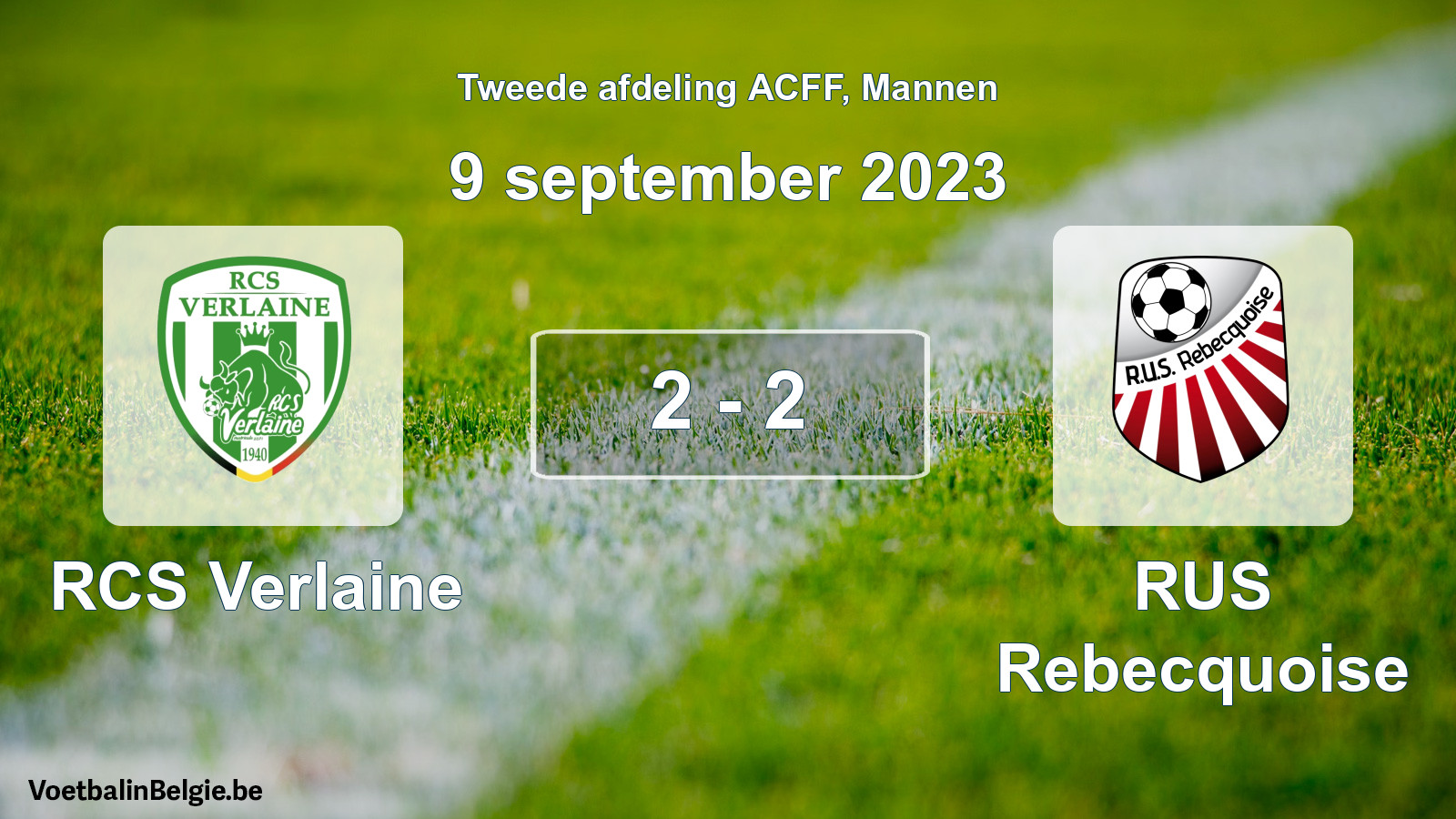 Gespeelde wedstrijd mannenvoetbal: RCS Verlaine - RUS Rebecquoise 2 - 2 (9 september 2023)
