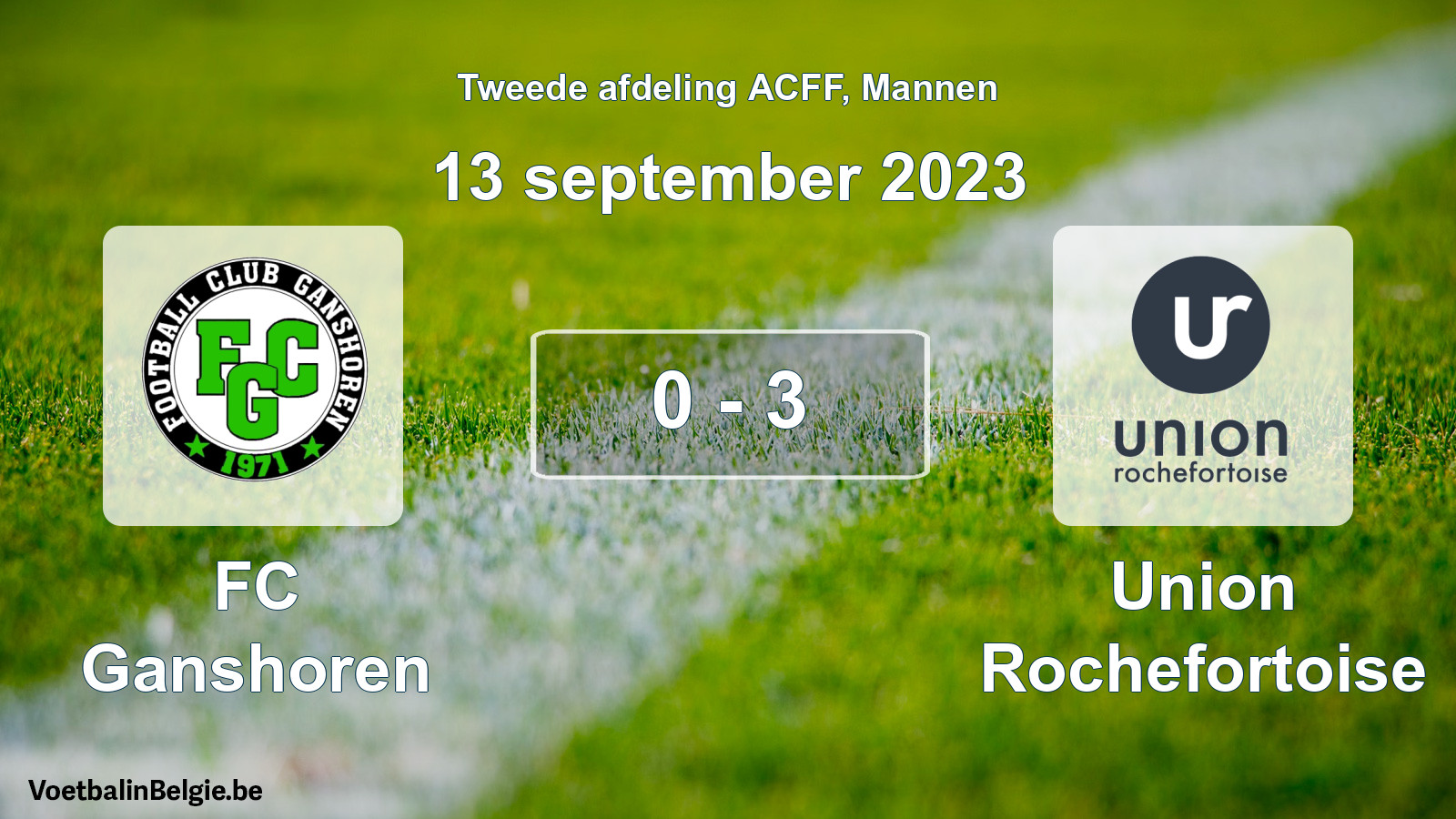 Gespeelde wedstrijd mannenvoetbal: FC Ganshoren - Union Rochefortoise 0 - 3 (13 september 2023)