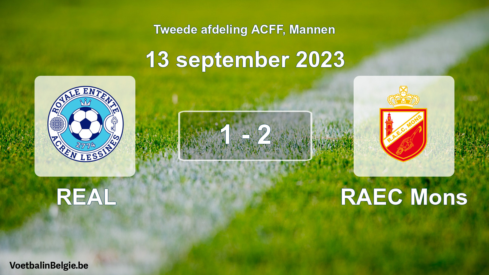 Gespeelde wedstrijd mannenvoetbal: REAL - RAEC Mons 1 - 2 (13 september 2023)