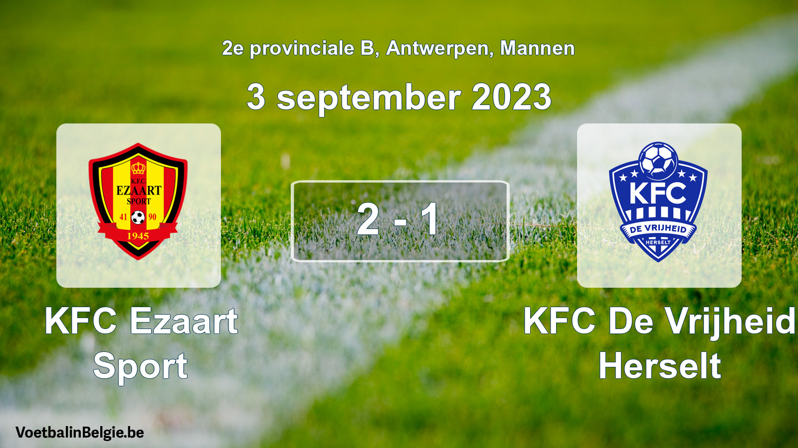 Gespeelde wedstrijd mannenvoetbal: KFC Ezaart Sport - KFC De Vrijheid Herselt 2 - 1 (3 september 2023)