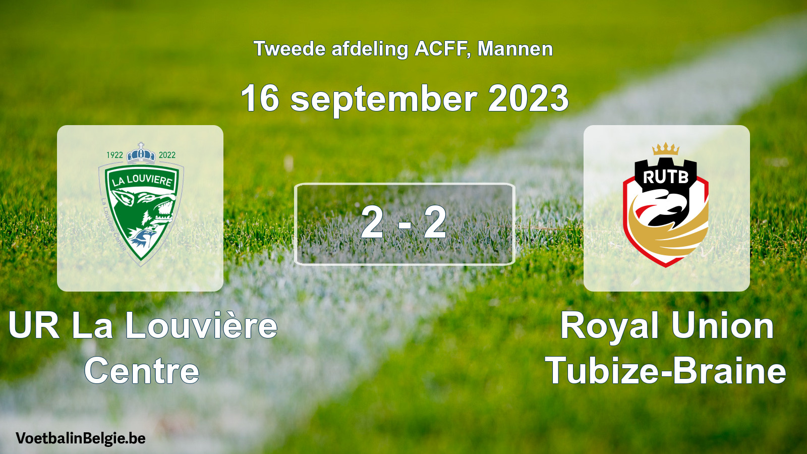 Gespeelde wedstrijd mannenvoetbal: UR La Louvière Centre - Royal Union Tubize-Braine 2 - 2 (16 september 2023)