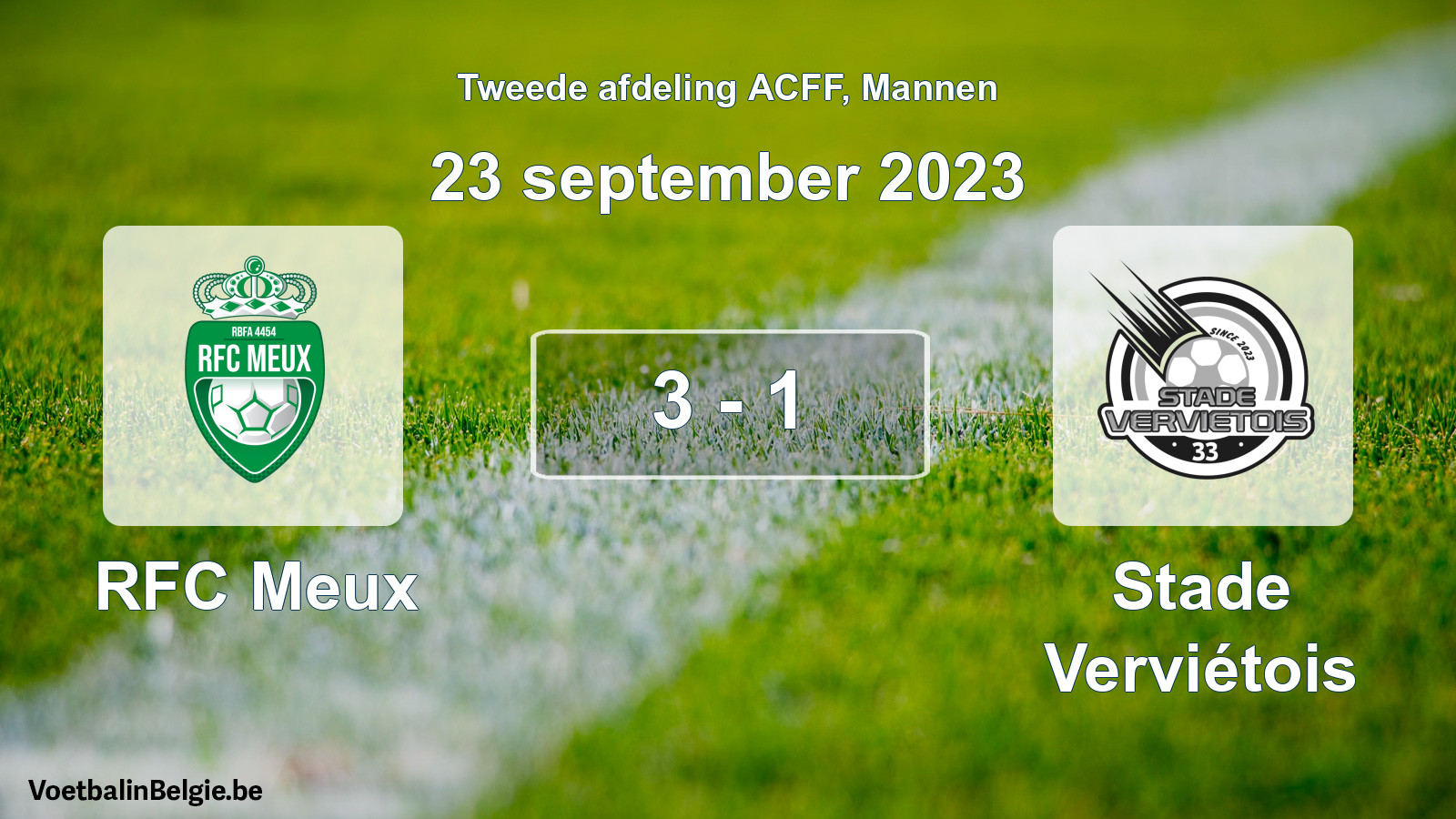 Gespeelde wedstrijd mannenvoetbal: RFC Meux - Stade Verviétois 3 - 1 (23 september 2023)