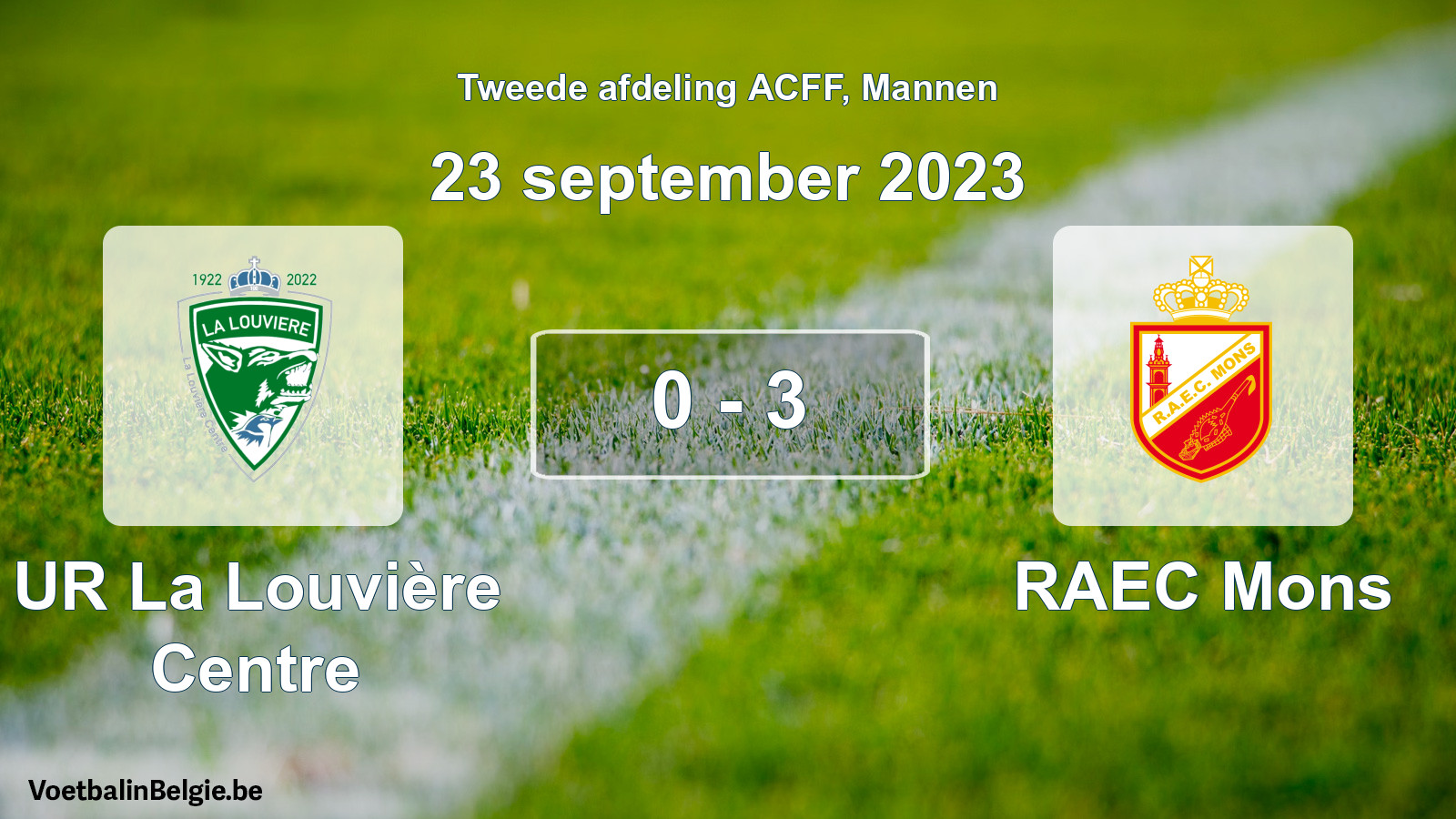Gespeelde wedstrijd mannenvoetbal: UR La Louvière Centre - RAEC Mons 0 - 3 (23 september 2023)