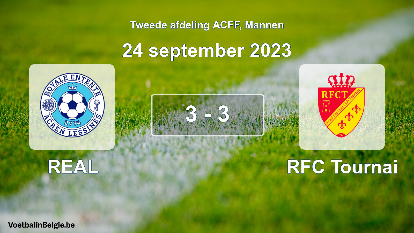 Gespeelde wedstrijd mannenvoetbal: REAL - RFC Tournai 3 - 3 (24 september 2023)