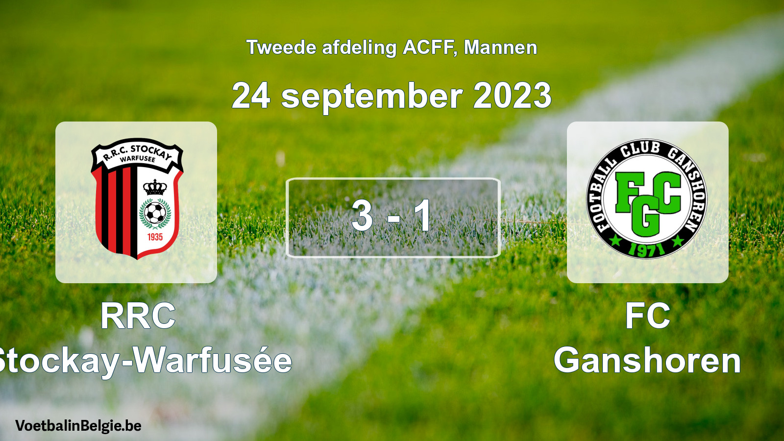 Gespeelde wedstrijd mannenvoetbal: RRC Stockay-Warfusée - FC Ganshoren 3 - 1 (24 september 2023)