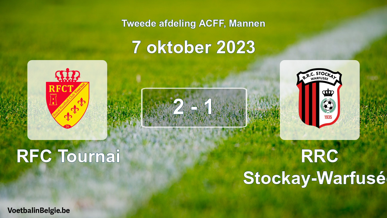 Gespeelde wedstrijd mannenvoetbal: RFC Tournai - RRC Stockay-Warfusée 2 - 1 (7 oktober 2023)