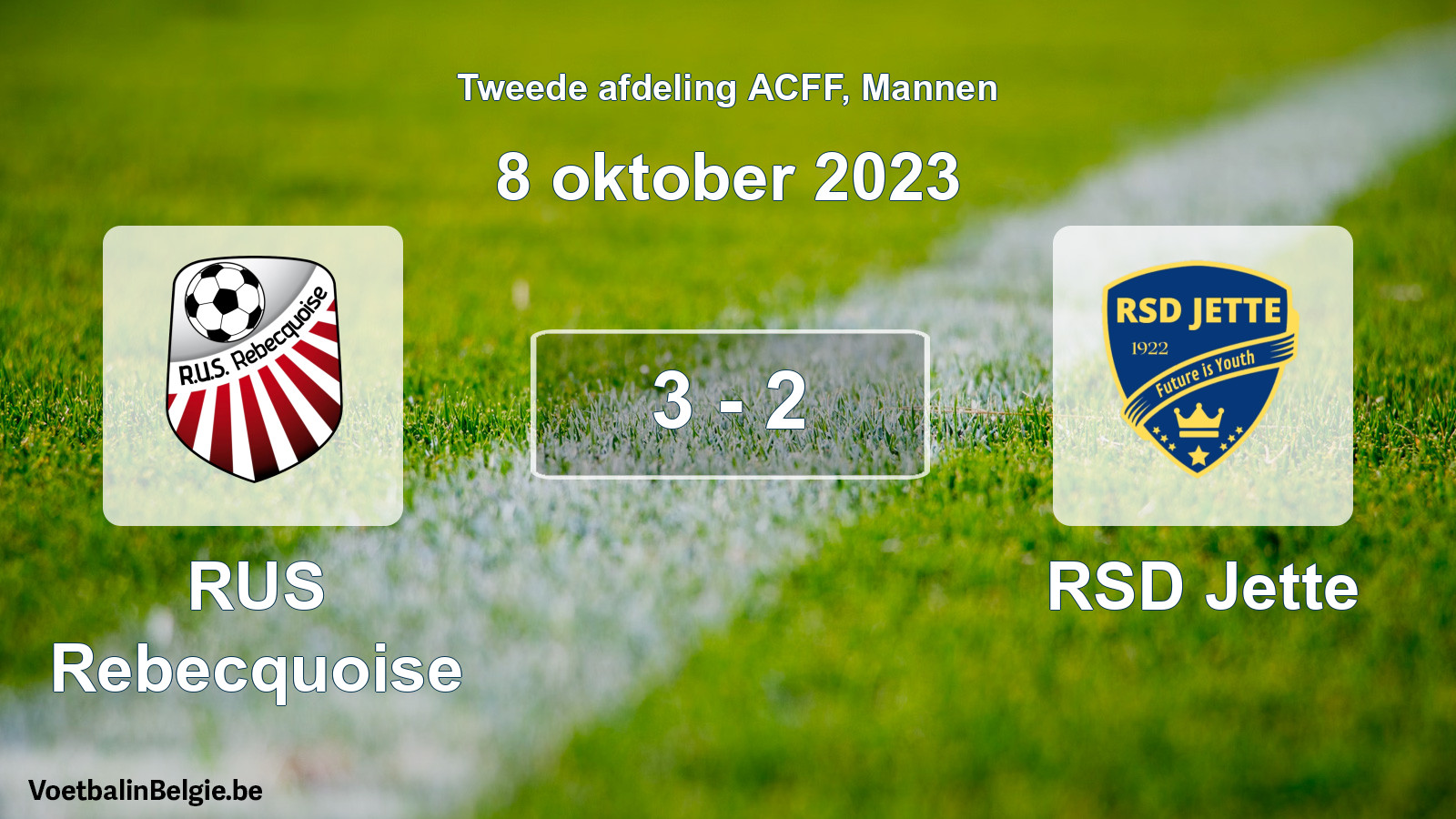 Gespeelde wedstrijd mannenvoetbal: RUS Rebecquoise - RSD Jette 3 - 2 (8 oktober 2023)