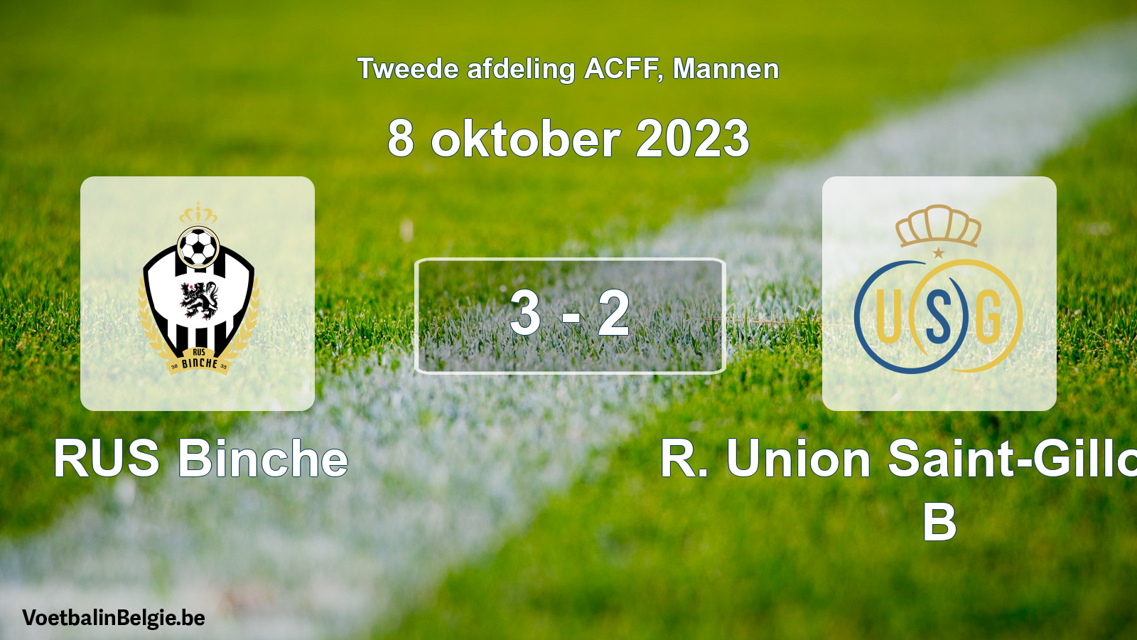 Gespeelde wedstrijd mannenvoetbal: RUS Binche - R. Union Saint-Gilloise B 3 - 2 (8 oktober 2023)