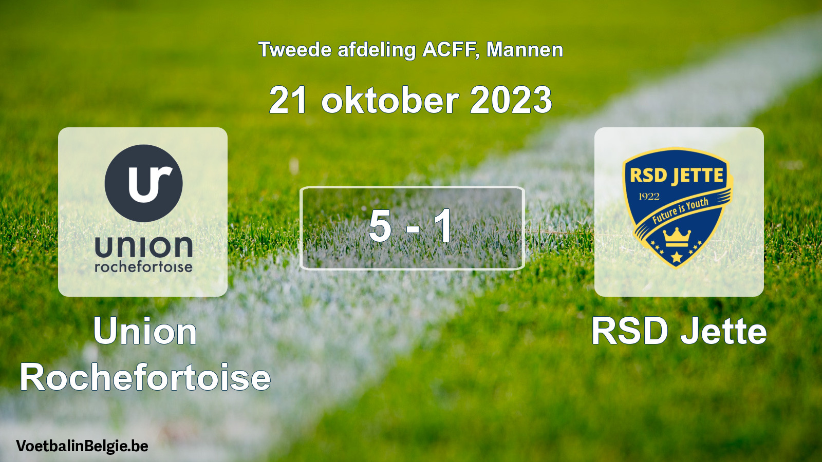 Gespeelde wedstrijd mannenvoetbal: Union Rochefortoise - RSD Jette 5 - 1 (21 oktober 2023)