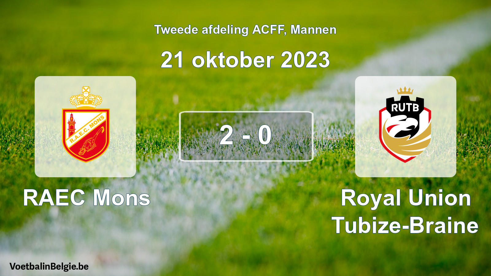 Gespeelde wedstrijd mannenvoetbal: RAEC Mons - Royal Union Tubize-Braine 2 - 0 (21 oktober 2023)