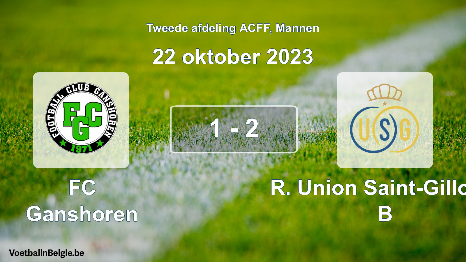 Gespeelde wedstrijd mannenvoetbal: FC Ganshoren - R. Union Saint-Gilloise B 1 - 2 (22 oktober 2023)