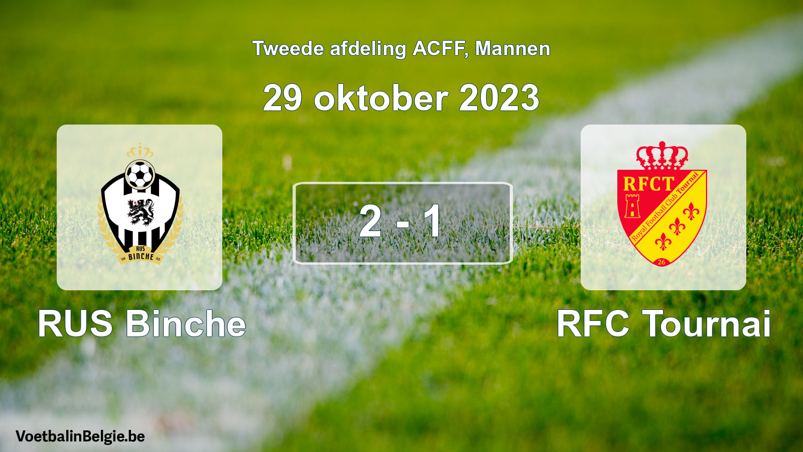 Gespeelde wedstrijd mannenvoetbal: RUS Binche - RFC Tournai 2 - 1 (29 oktober 2023)