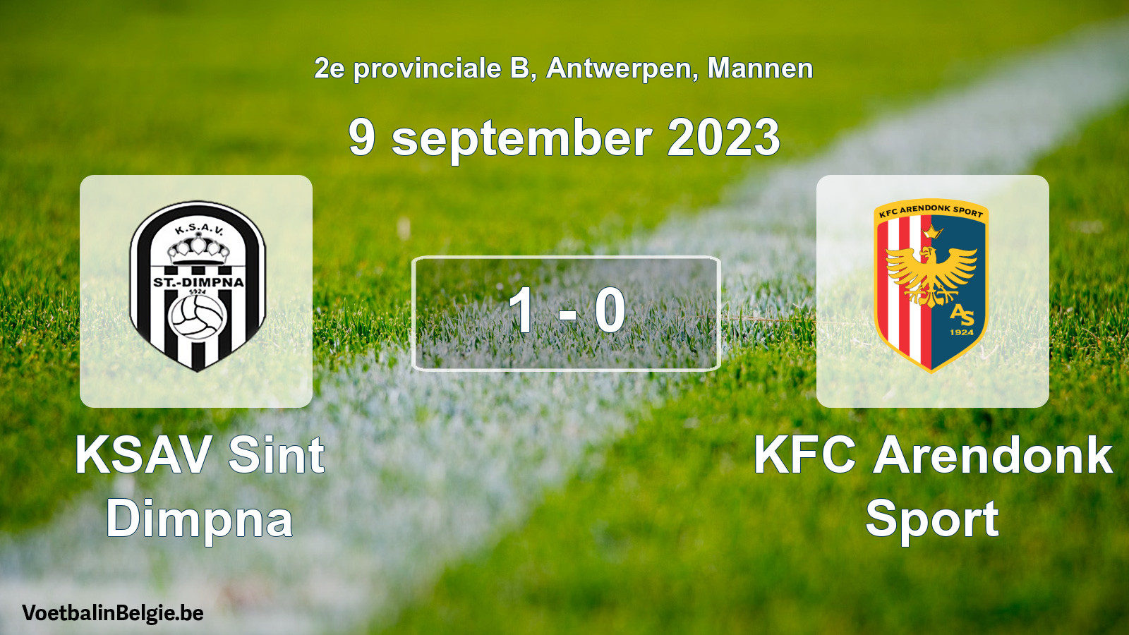 Gespeelde wedstrijd mannenvoetbal: KSAV Sint Dimpna - KFC Arendonk Sport 1 - 0 (9 september 2023)